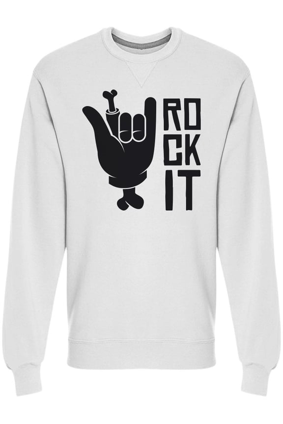 Rock It Logo Hand Sign Sweatshirt Men -Image by Shutterstock, Male Medium