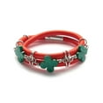 thumbnail image 1 of Rock Lily Collection Swirl Double Wrap Bracelet 7.5" Orange & Malachite, 1 of 2