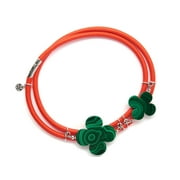 Rock Lily Collection Swirl Double Wrap Necklace 15" Orange & Malachite