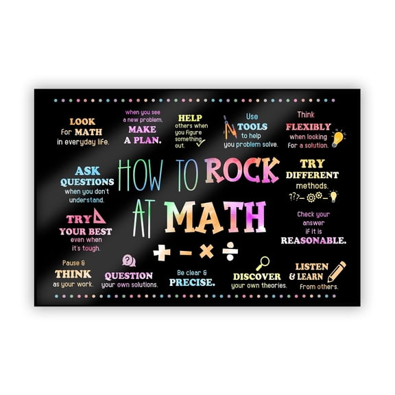 How To Rock At Math Poster Maths Class Posters Mathematics Pediatric Poster Math Classroom For For Middle School And High School Maths Teacher Supplies School Counselor Décor