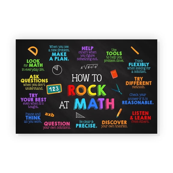 How to Rock at Math Poster Teacher Posters For Classroom Math Posters For Middle and High School Education Mathematics Pediatric Posters Math Classroom Decorations For Teachers