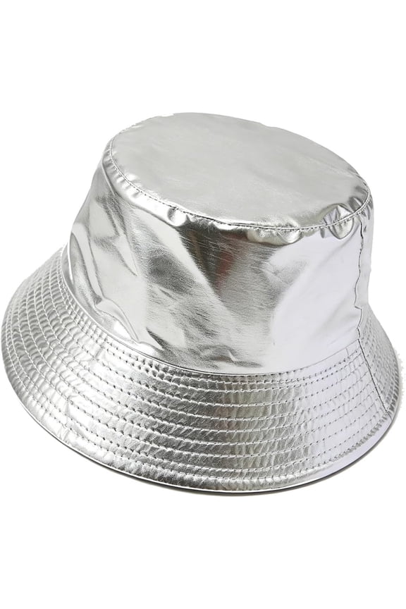 Rock Metallic Bucket Hat Reversible Cap Unisex Fisherman Wide Brim Rock Punk Hippie Hat