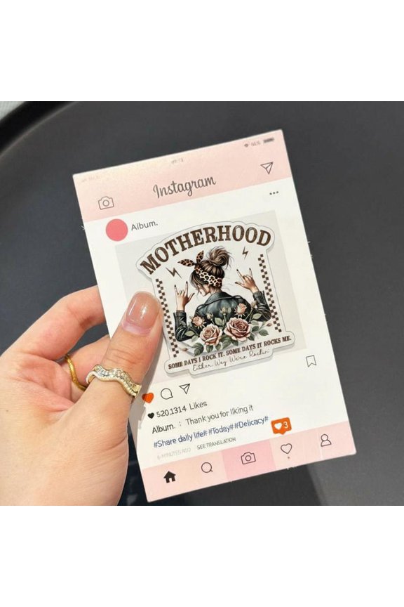 Rock Motherhood Phone Grip, Retro Leopard Mom Griptok, Funny Rocker Mama MagSafe Holder, Unique Gift for Hardcore Readers, Rockstar Mom Lifestyle Accessory, Leopard Print Motherhood Decor