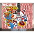 thumbnail image 1 of Ambesonne Rock Music Curtains 2 Panel Set, 60s Inspired Guitar, 108" x 96", Multicolor, 1 of 3