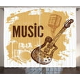 thumbnail image 1 of Ambesonne Rock Music Curtains 2 Panel Set, Vintage Sketch Art, 108" x 63", Pale Coffee Brown, 1 of 3