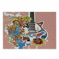 thumbnail image 1 of Rock Music Cutting Board, Colorful Abstract Floral Elements with Sixties Inspired Guitar Design Checkered, Decorative Tempered Glass Cutting and Serving Board, Small Size, Multicolor, by Ambesonne, 1 of 1