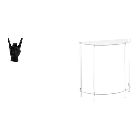 Rock Music Gesture Hand Figurine Clear Acrylic End Table Two Tier Modern Shelf for Bedroom Restaurant Spaces