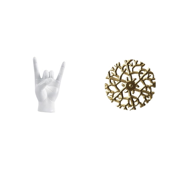 Rock Music Gesture Hand Finger Figurines Wall Hanging Sculpture Iron Material for Home Office Lounge