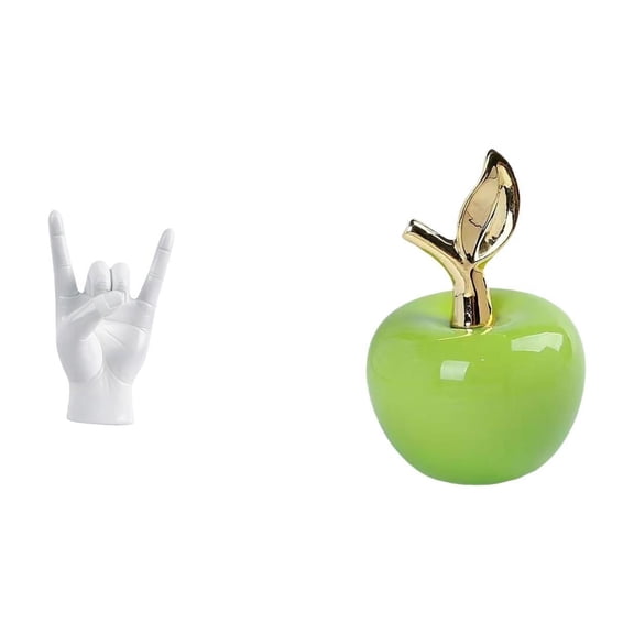 Rock Music Gesture Hand Finger Statues Figurines Ceramic Sculpture Ornament Fine Carving Tabletop Home Office Decor