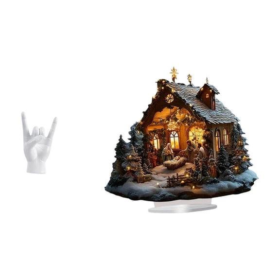Rock Music Gesture Hand Sculpture Acrylic Figurine Decorative Centerpiece Resin Craft for Home Shelf Display