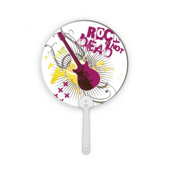 Rock Music Guitar Music Instrument Plastic Round Handheld Fan Decorations Craft