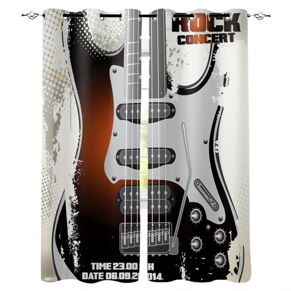 Rock Music Guitar Window Curtains Bedroom Kitchen Fabric Window Treatment Party Decoration Window Bedroom Kid