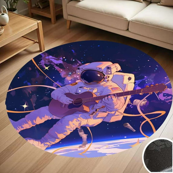 Rock Music In Space Round Carpet Living Room Bedroom Home Decoration Coffee Table Mat Lounge Rug Chair Mats