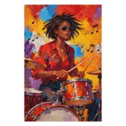 Rock Music Lady 500 Piece Jigsaw Puzzles for Adults Black Woman Musican Painting Jigsaw Puzzle Africa Female 500 Pieces Puzzles Game Lady Playing Musical Equipment Wall Decor DIY Craft Puzzle Art