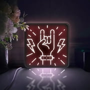 Rock Music Led Light Box, Dimmable Neon-Like Light Signs USB Power for Wall Decor Bedroom Decoration, Static Light WxH 6"x6"