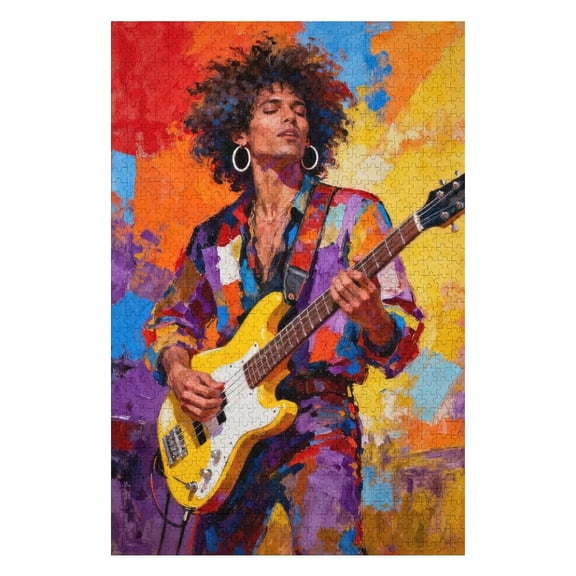 Rock Music Man 1000 Piece Jigsaw Puzzles for Adult Afro-America Woman Painting Jigsaw Puzzle Graffitic 1000 Pieces Puzzles Game Jazz Musician Wall Decor DIY Craft Puzzle Art Boho Gift(Colorful)