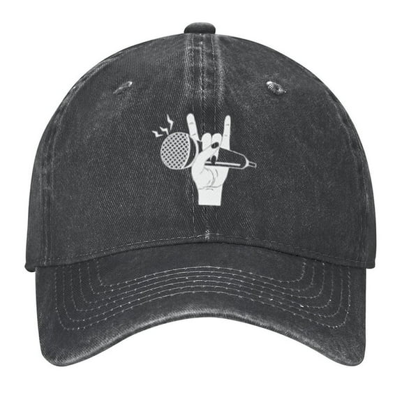 Rock Music Print Vintage Wash Dad Hat Adjustable Curved Brim Baseball Cap,Casual Outdoor Sports Fishing Cap for Men and Women