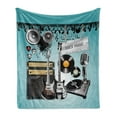 thumbnail image 1 of Rock Music Soft Flannel Fleece Blanket, Concert Pattern Guitars and Records with Giant Speakers Ornamental Arrangement, Cozy Plush for Indoor and Outdoor Use, 50" x 60", Multicolor, by Ambesonne, 1 of 5