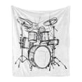 thumbnail image 1 of Rock Music Soft Flannel Fleece Blanket, Doodle Drawing Sketch Drummer Musical Inspirations Monochrome Arrangement, Cozy Plush for Indoor and Outdoor Use, 70" x 90", White and Black, by Ambesonne, 1 of 5