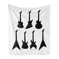 thumbnail image 1 of Rock Music Soft Flannel Fleece Blanket, Various Guitar Silhouettes Acoustic Electronic Bass Abstract String Instruments, Cozy Plush for Indoor and Outdoor Use, 70" x 90", Black White, by Ambesonne, 1 of 5