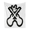 thumbnail image 1 of Rock Music Soft Flannel Fleece Throw Blanket, Doodle Drawing Style Guitars Rock Sign Abstract Monochrome Instrument Design, Cozy Plush for Indoor and Outdoor Use, 50" x 70", Black White, by Ambesonne, 1 of 5