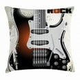 thumbnail image 1 of Rock Music Throw Pillow Cushion Cover, Detailed Guitar Pattern with Strings Retro Halftone Background Abstract Grunge, Decorative Square Accent Pillow Case, 16 X 16 Inches, Multicolor, by Ambesonne, 1 of 2