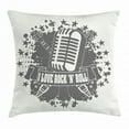 thumbnail image 1 of Rock Music Throw Pillow Cushion Cover, Monochrome Microphone Retro Style Guitars Stars and Dots Illustration Abstract, Decorative Square Accent Pillow Case, 20 X 20 Inches, Grey White, by Ambesonne, 1 of 2