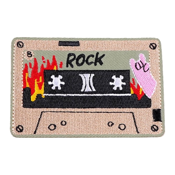 Rock Music Vintage Cassette Fire Retro Patch, Iron On Sew On Embroidered Patches Applique Funny Badge Patch For Clothing, Hats, Jackets, Diy Accessories And Crafts, Jeans, Bags, Backpacks