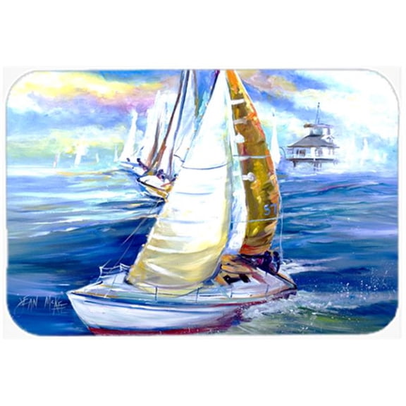 Rock My Boat Sailboats Glass Cutting Board, Large