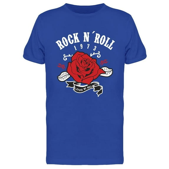 Rock N Roll 1973 Year Red Rose T-Shirt Men -Image by Shutterstock, Male Medium