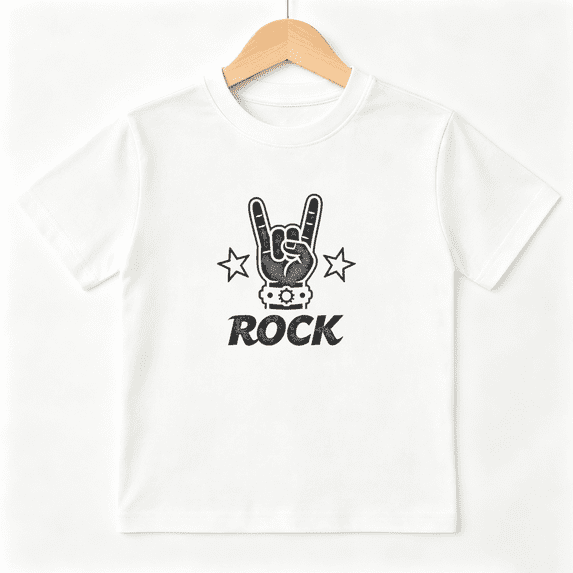 Rock N Roll Boys Graphic Tee, Cool Rock Hand Sign Music Concert 100% Cotton Kids Short Sleeve T-Shirt