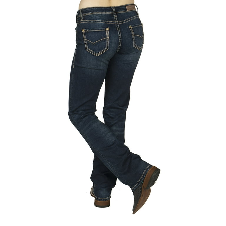 Women's Mid Rise Extra Stretch Bootcut Jeans - Dark Wash