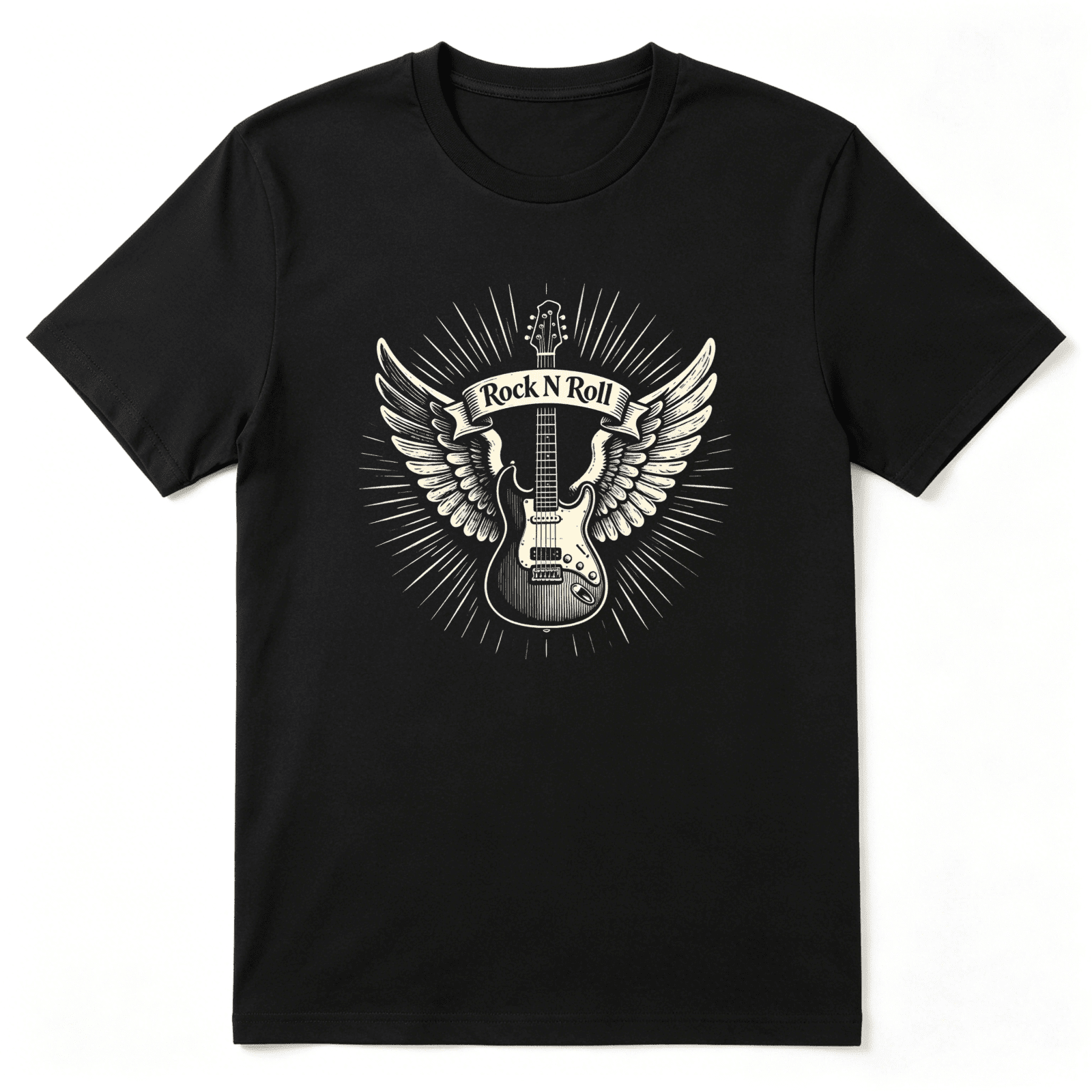 Rock N Roll Electric Guitar Retro Graphic Tee for Men, Beer Enthusiast Party Cotton Short Sleeves T-Shirt