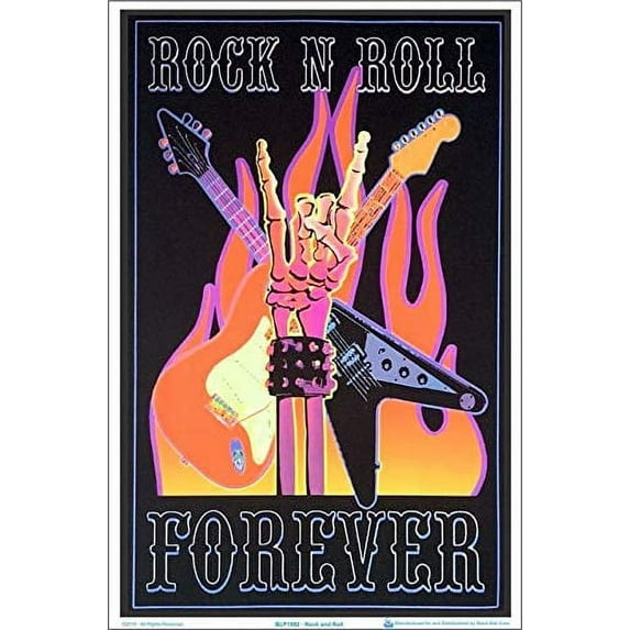 Rock N Roll Forever Laminated Blacklight Poster - 23.5" x 35.5"