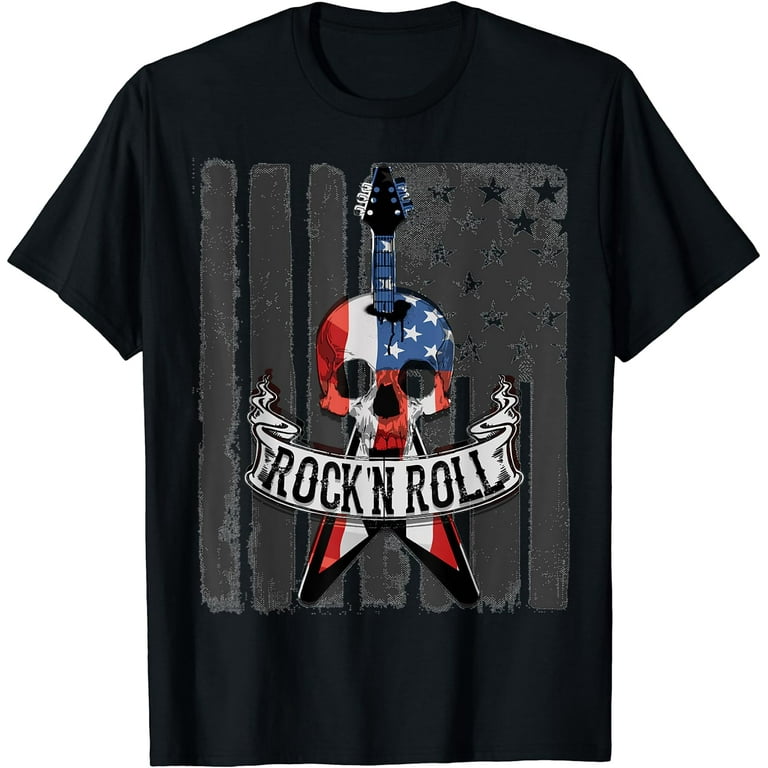 Rock N' Roll Guitar American Flag Vinatge T-Shirt Music Band Rock N' Roll Guitar American Flag Vinatge T-Shirt Music Band