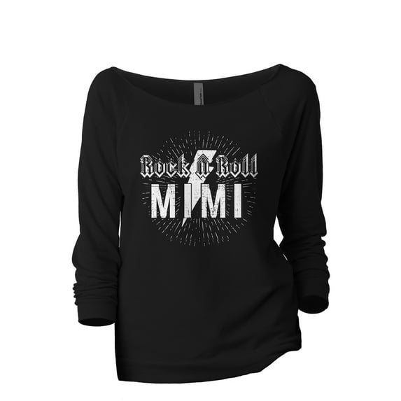 Rock N Roll Mimi Women's Fashion Slouchy 3/4 Sleeves Raglan Lightweight Sweatshirt Black Large