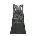 thumbnail image 1 of Rock 'N Roll Music Makes Me Feel Invincible Women's Fashion Sleeveless Flowy Racerback Workout Yoga Tank Top Charcoal Grey X-, 1 of 3