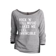 thumbnail image 1 of Rock 'N Roll Music Makes Me Feel Invincible Women's Fashion Slouchy 3/4 Sleeves Raglan Lightweight Sweatshirt Sport Grey Smal, 1 of 3