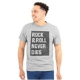 thumbnail image 1 of Rock N Roll Never Dies Metal Hardcore Plus Size Crewneck Graphic Tee Shirt Brisco Brands 2X, 1 of 5