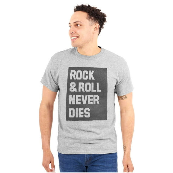 Rock N Roll Never Dies Metal Hardcore Plus Size Crewneck Graphic Tee Shirt Brisco Brands 2X