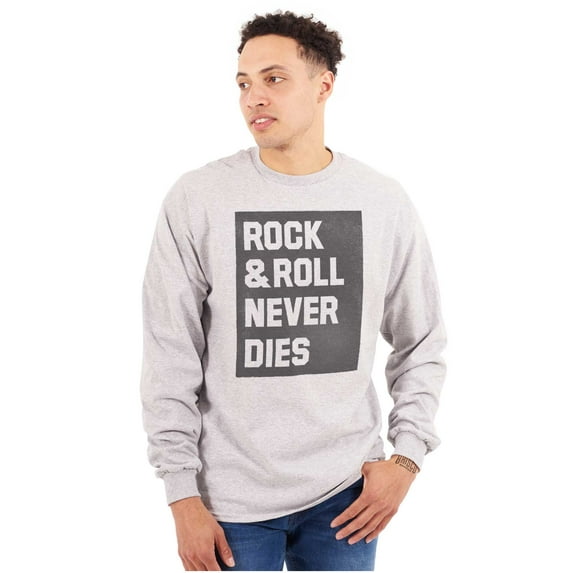 Rock N Roll Never Dies Metal Hardcore Plus Size Long Sleeve Graphic Tee Shirt Brisco Brands 2X