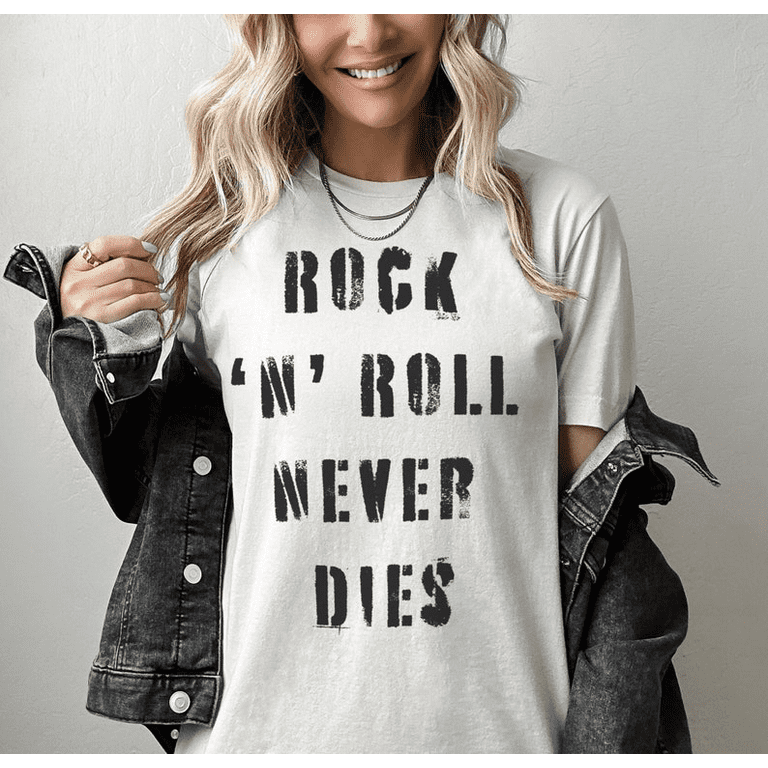 Rock N Roll Never Dies Vintage Inspired Concert Tee Boho Retro Music Band T Shirt Walmart