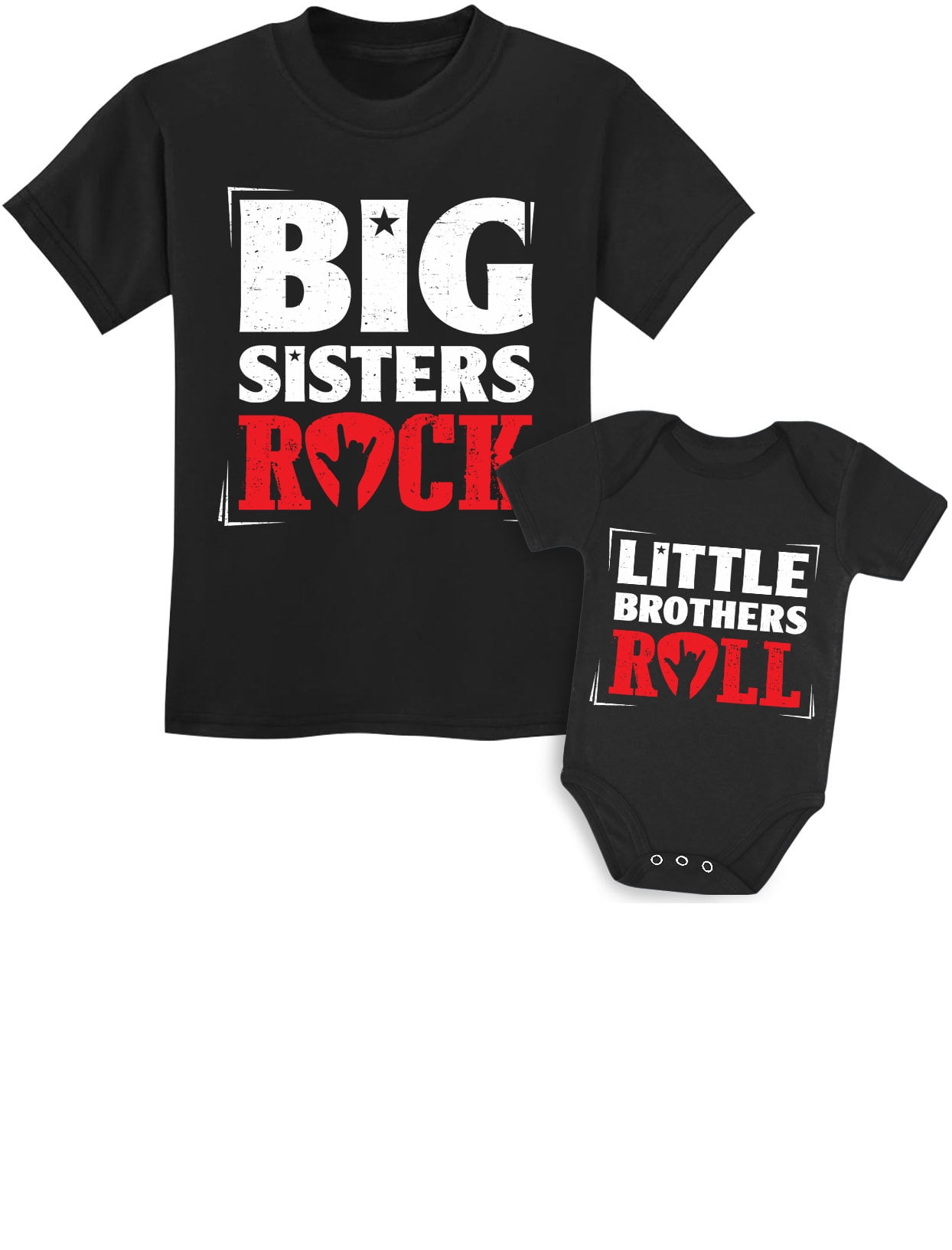 Rock N Roll Siblings Shirts for Big Brother Sister Little Brother Sister  Set Outfits - Sis Rock / Bro Roll Baby NB / Kids 2T - Walmart.com, image size:1244x1633