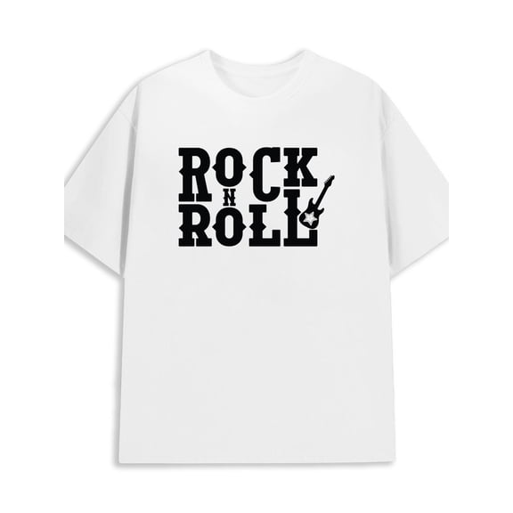 Rock N Roll Tee 180G 100% Cotton 180G 100% Cotton men retro plus size graphic tees white Fashion Unisex Shirt Crewneck tshirts Vintage Unisex Shirt Crewneck tshirts new years gifts