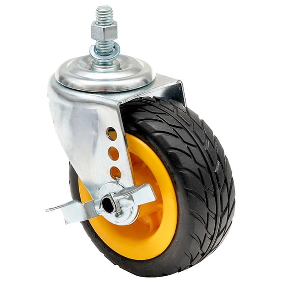 RockNRoller RCSTR5X2 5"x2" Ground Glider Wide Caster With Brake Upgrade for R8, R10 Carts 2-Pack