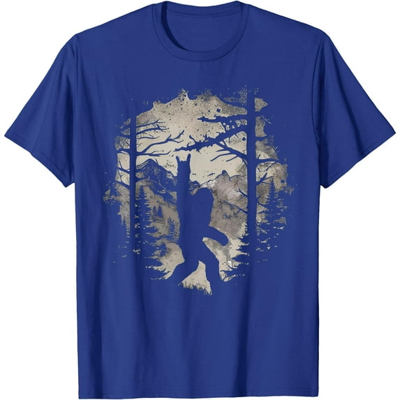 Rock On Bigfoot Sasquatch Loves Rock And Roll Mountain Trees Unisex T-Shirt for Men Women Kids Toddler,Royal Blue Color,Size YL