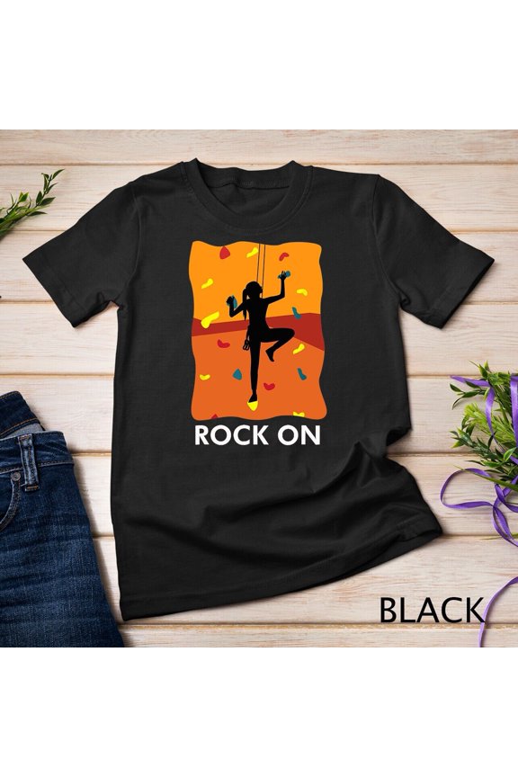 Rock On Girl Wall climbing Belaying Bouldering Pride T-Shirt Unisex T-shirt