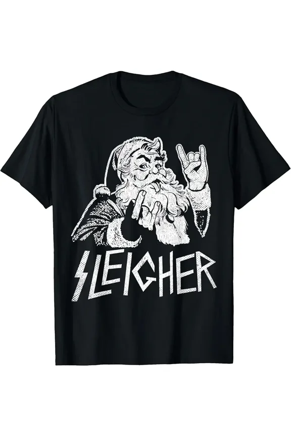 Rock On Goth Heavy Metal Holiday Sleigher Winter Fantasy T-Shirt up to size 5XL
