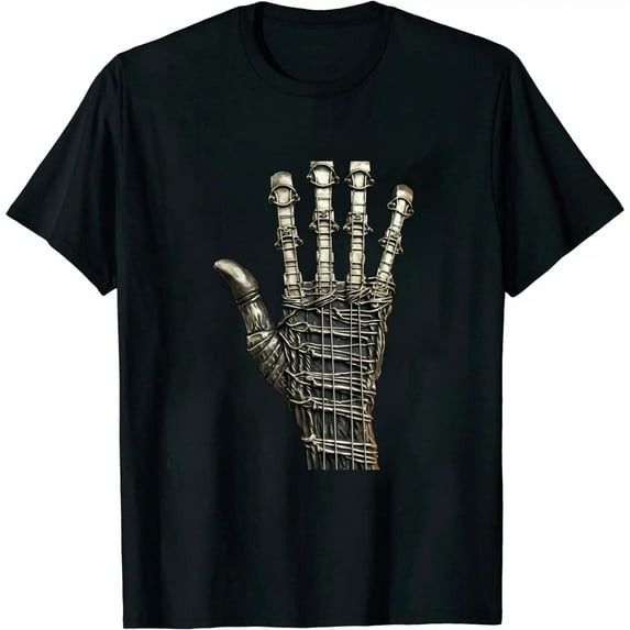 Rock On Guitar Neck - With A Sweet Rock & Roll Skeleton Hand T-Shirt