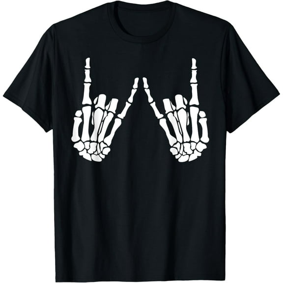Rock On Rock Star Skeleton Hands Halloween Costume Concert T-Shirt